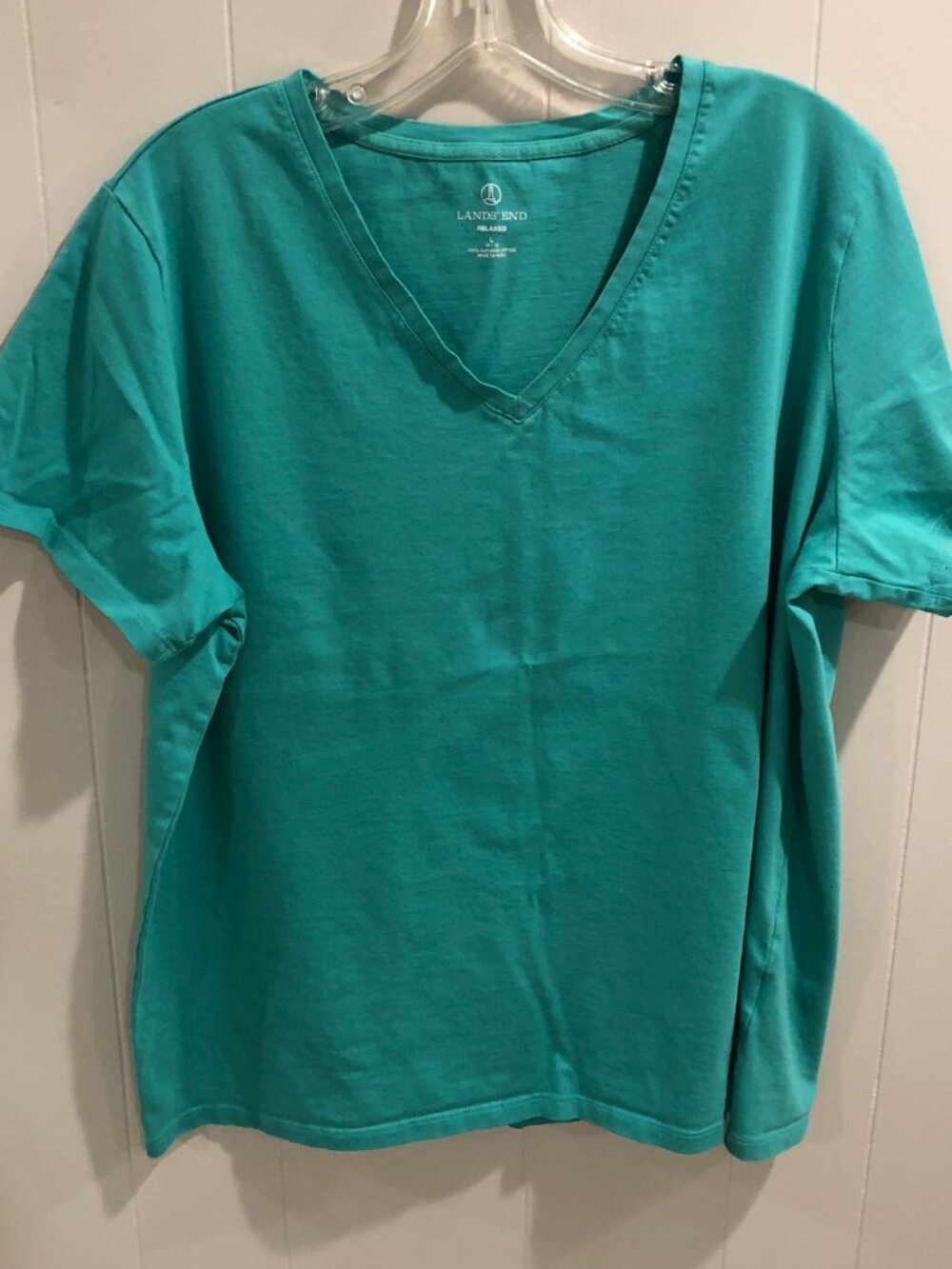 Women's Lands' End, V-Neck T-Shirt, Size L (14-16)